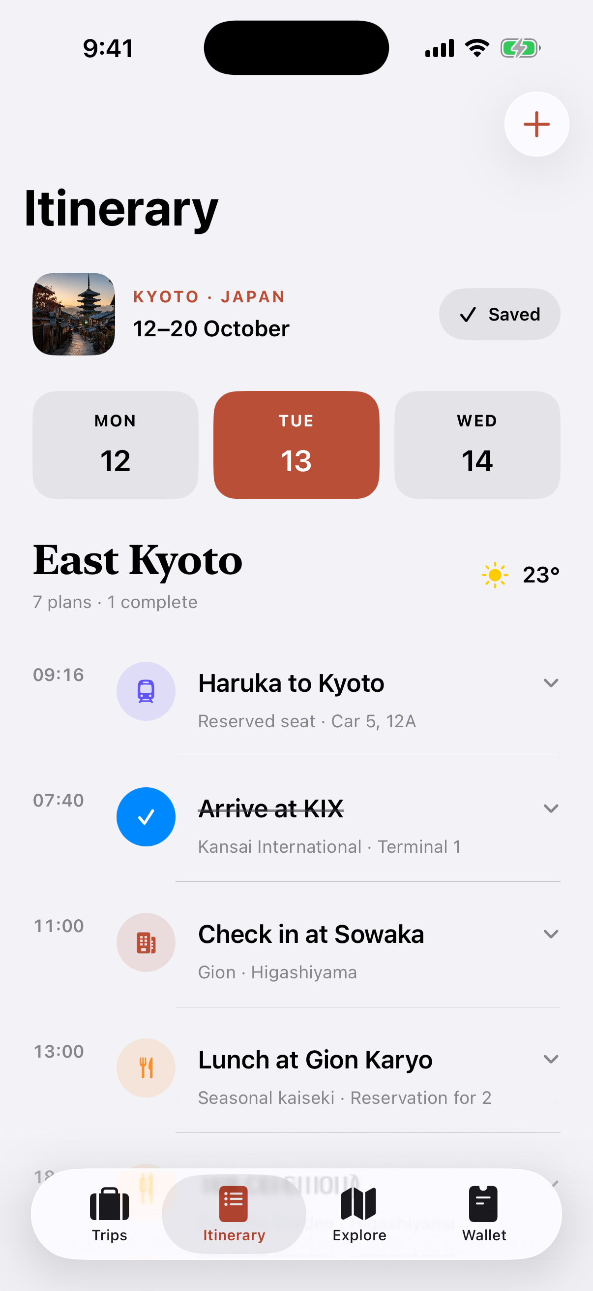Wayfarer day-by-day itinerary